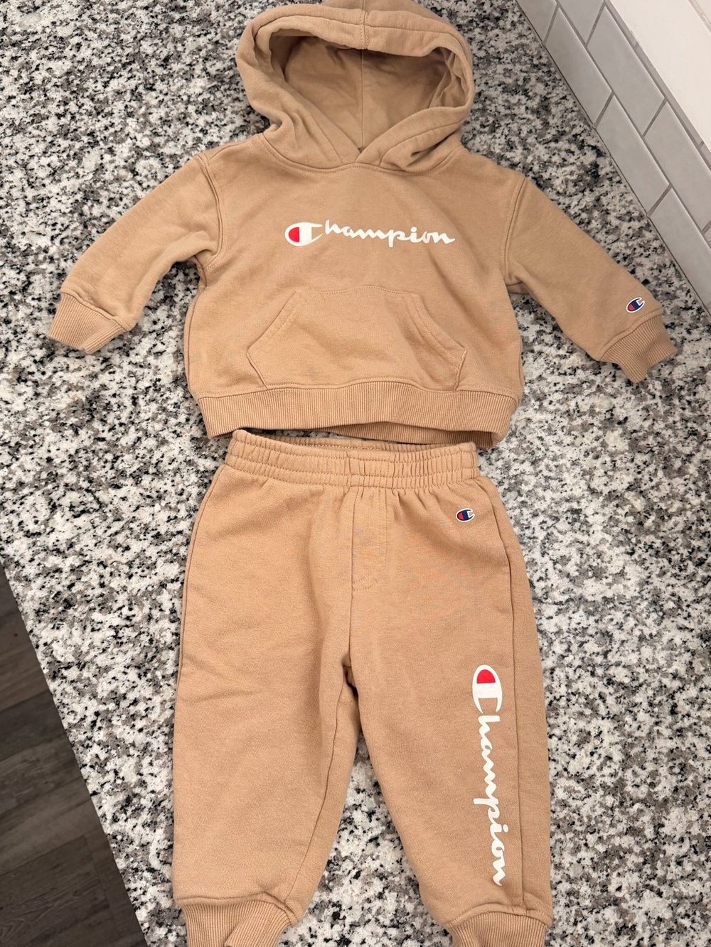 Champion Kids Tan/Cream Hoodie & Jogger Set